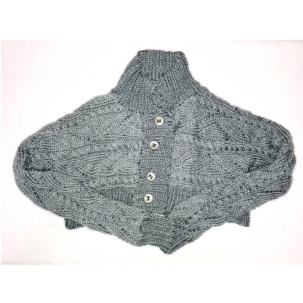 Charcoal Grey Mock Knitted Crop Sweater